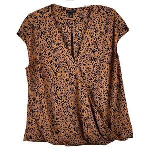 Halogen Animal Print Cap Sleeve Wrap Top Small